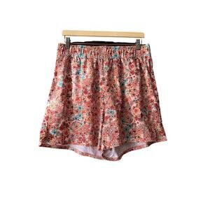 Jetty Women's Floral Print Elastic Waist Pull-On Shorts Orange Multicolor SZ XL